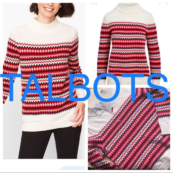 TALBOTS Chalet Fair Isle Thermolite + wool + cotton blend sweater size L - Picture 1 of 14